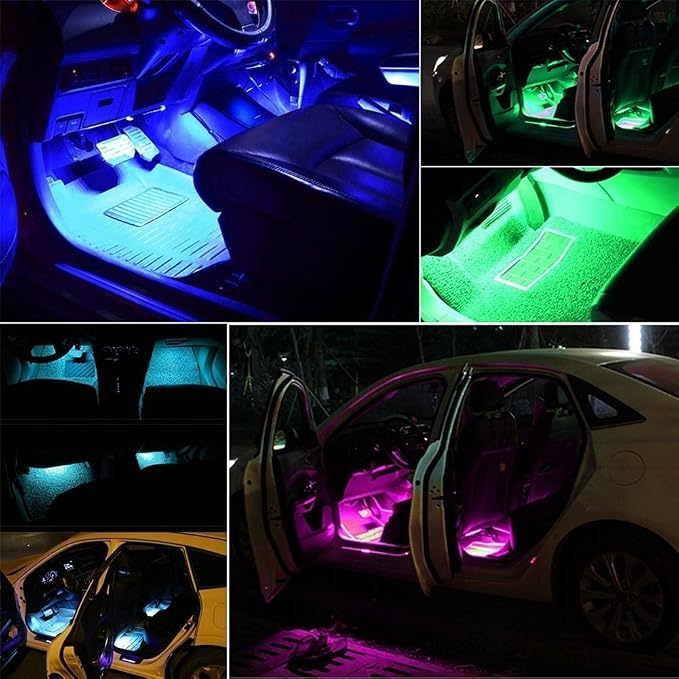 Car LED Strip Light, Uniwit 4 Pcs Multicolor Music Car Interior Atmosphere Lights for Car TV Home with Sound Active Function,Remote Control and Smart USB Port (48 LED-USB Port)