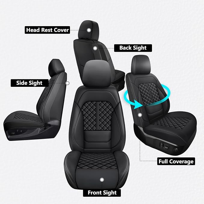 Wrangler Seat Covers 2018-2026,Custom Fit for Jeep Wrangler JK JL 4 Door Unlimited Sahara/Sport/Rubicon X 392 Willys,Waterproof Faux Leather and Lumbar Support (Black, Full Set-5 seats(18-26))