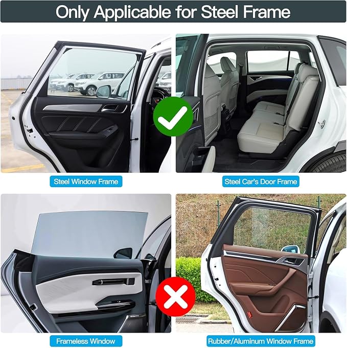 ZATOOTO Car Window Shade for Baby,2 Pack Universal Fit,Privacy&Insulation | 100% Blackout & UV Protection,Metal Frame Fit,Creates a Private Space for Car Camping, Road trips, Napping or Rest