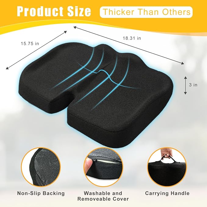 Stadium Seat Cushion - Extra Thick 50D High Density Bleacher Cushion | Premium Cushions with Carry Handle. Non-Slip Design for Stadium Cushions for Bleachers and Outdoor Sports Games 2-Pack.