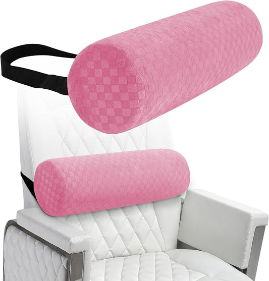 Lumbar Roll Pillow for Lower Back Support, Foam Cushion,Pink, 15 * 4.3'' | Removable Pillowcase, Upgraded Adjustable Strap, Suitable for Office, Chair, Car, Seat Pain Relief & Improving Posture