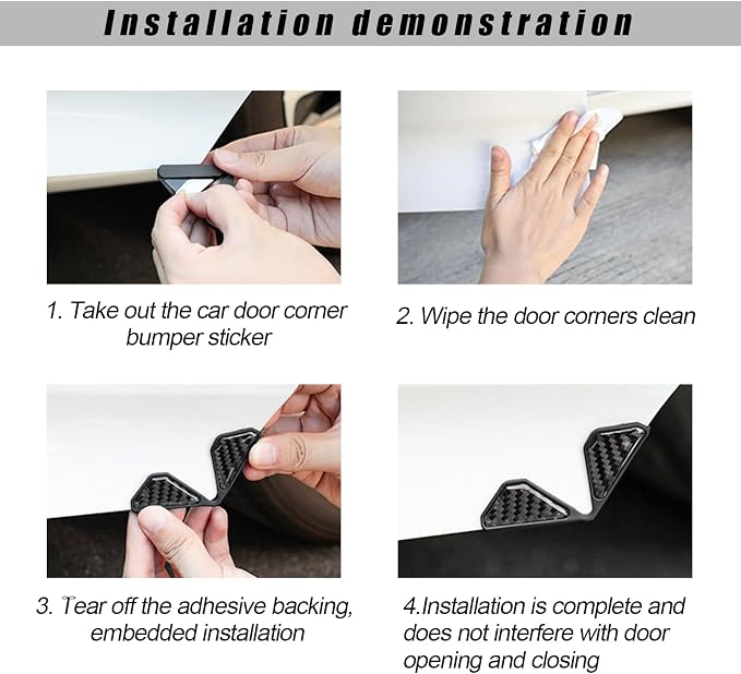 DXNQ 2 PCS Car Door Corner Protector Edge Guards, Real Carbon Fiber Anti-Collision Car Door Edge Protector, Self-Adhesive Decorative Auto Corner Protect, Vehicle Exterior Accessories (Silver)