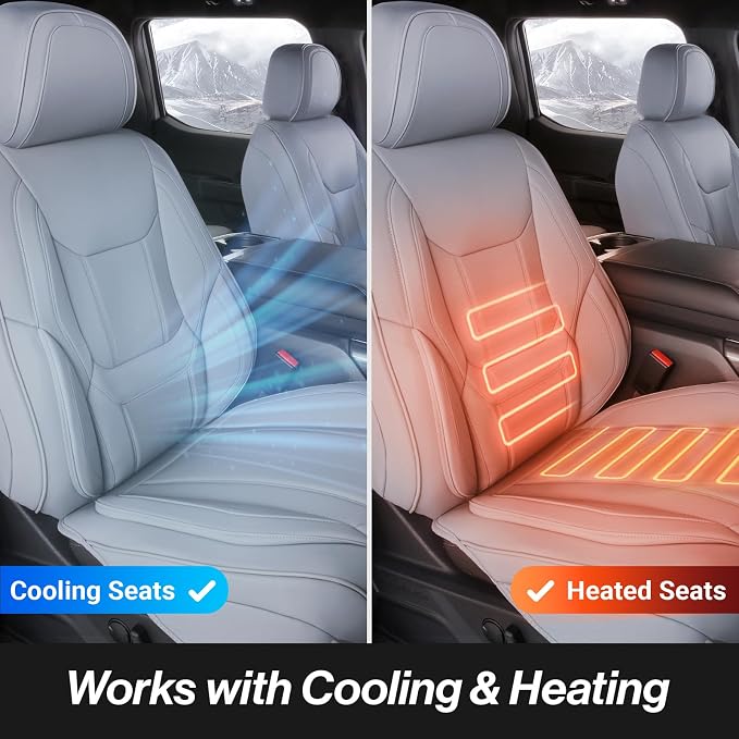 Coverland Custom Truck Car Seat Covers Front Seats for [2015-2019 Chevy Silverado 2500HD, 3500HD Crew Cab Bucket Seats] - Protector Water Resistant Leather Memory Form Seat Cushion [Front-Gray]