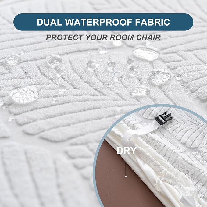 Removable Washable Dining Chair Seat Covers Set of 6,Stretch Jacquard Chair Seat Cushion Protector Slipcovers, Rear Covers