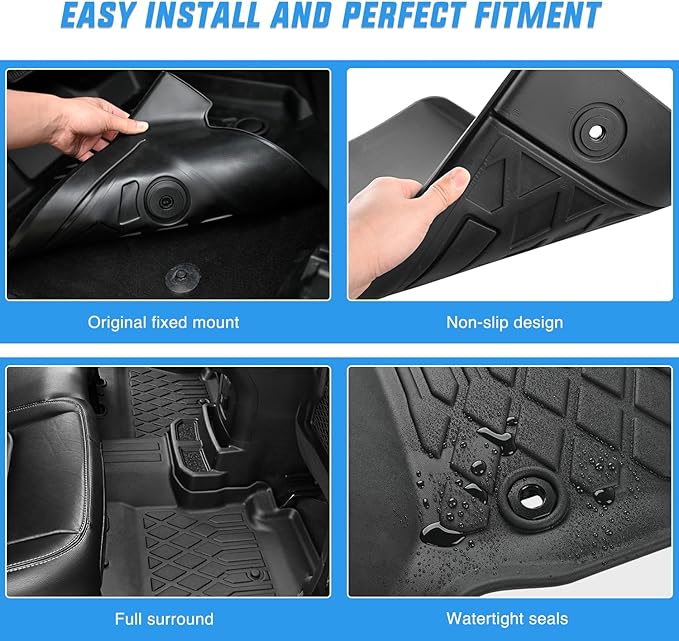 Nilight TPE Floor Mats for Chevy Traverse 8 Seats 2nd Row Bench Seat 2018 2019 2020 2021 2022 2023 2024 2025 All Weather Custom Fit Heavy Duty Floor Liners