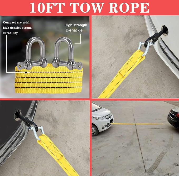 Car Roadside Emergency Kit, with Jumper Cables Headlamp Car Safety Kits | Car Emergency Kit with Tow Rope Folding Shovel, Safety Hammer Etc. Emergency Roadside Kit for Car Gifts for New Drivers