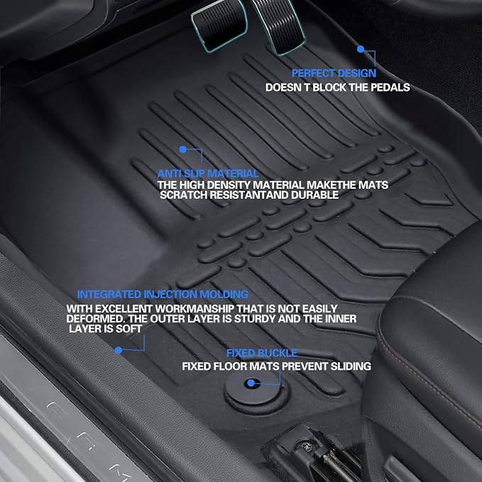 All Weather Rubber Car Floor Mats Compatible with 2008-2012 Honda Accord TPE Rubber Full Set Includes 1st 2nd Row Front Floor Mat(for 2008-2012 Honda Accord)