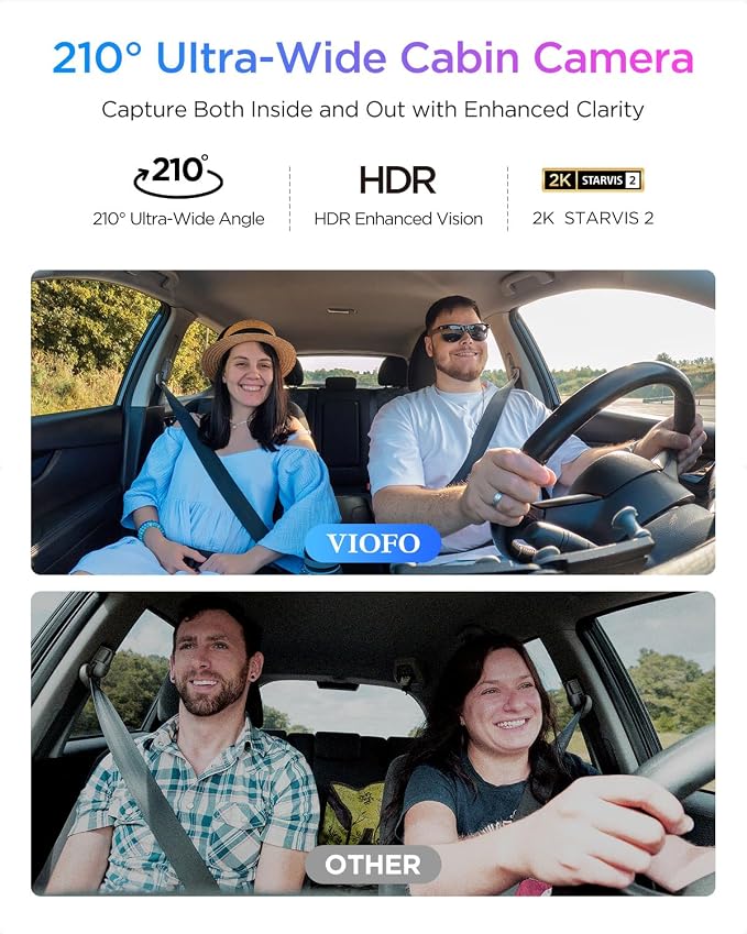 VIOFO A329S 4K 3 Channel Dash Cam, 4K Front + 2K Cabin Fisheye (210°) + 2K Rear, Power Saving Parking Mode, Wi-Fi 6 App Control, All-Channel STARVIS 2 Sensors, Supports up to 4TB SSD Storage