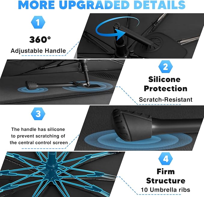 KUST Ice Crystal Sun Shade Umbrella for 2018-2026 Chevrolet Chevy Traverse | Custom Fit Windshield Sunshade | Foldable Sunshade with Bendable Handle | Blocks Heat & UV Scratch Resistant Keep Car Cool