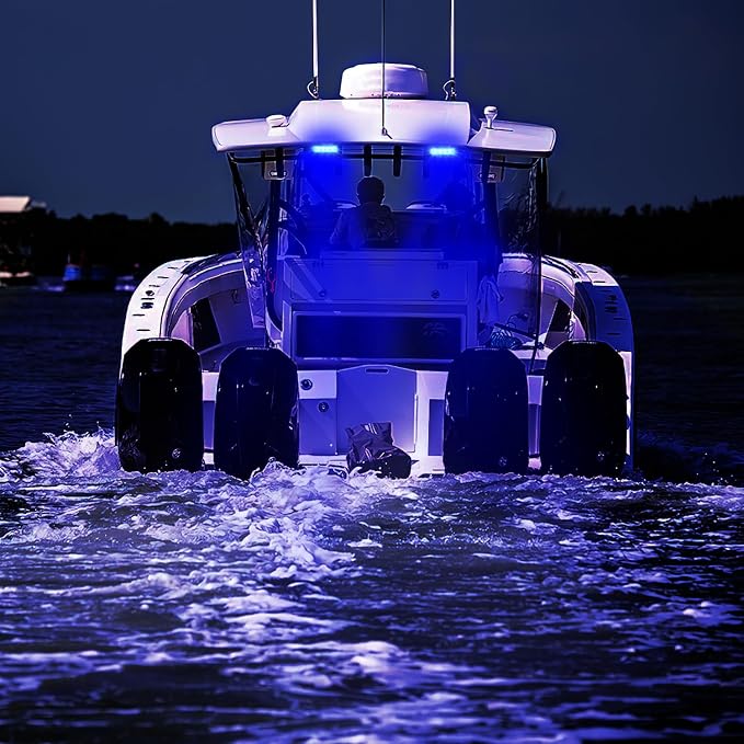 Nilight Marine LED Pods Navigation Lights 2PCS 72W Blue Beam Flood Beam Ponton Boat Deck Dock Lighting for Night Fishing T-top Stern Yacht Kayak Port Sailboat Trucks Tractors