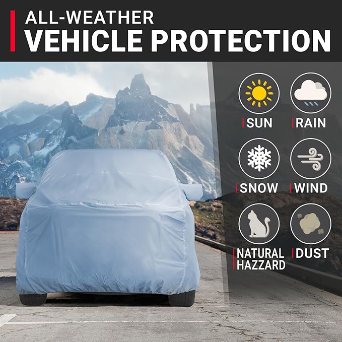 iCarCover 18-Layers Premium Universal Fit Truck Car Cover Waterproof All Weather Sun Rain Snow UV Protection Outdoor Indoor Full Exterior Covers for Automobiles Sedan Hatch Coupe Fit for 202-209 inch
