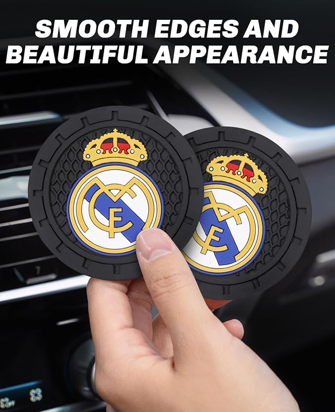 Cup Holder Insert Coaster for Real Madrid UEFA Fans,Anti Slip Car Cup Coaster Interior Accessories