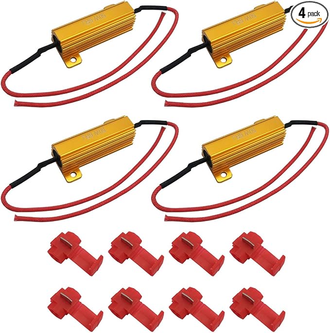 LivTee 4Pcs 50W 6ohm Load Resistors - Fix LED Bulb Fast Hyper Flash Turn Signal Blink Error Code