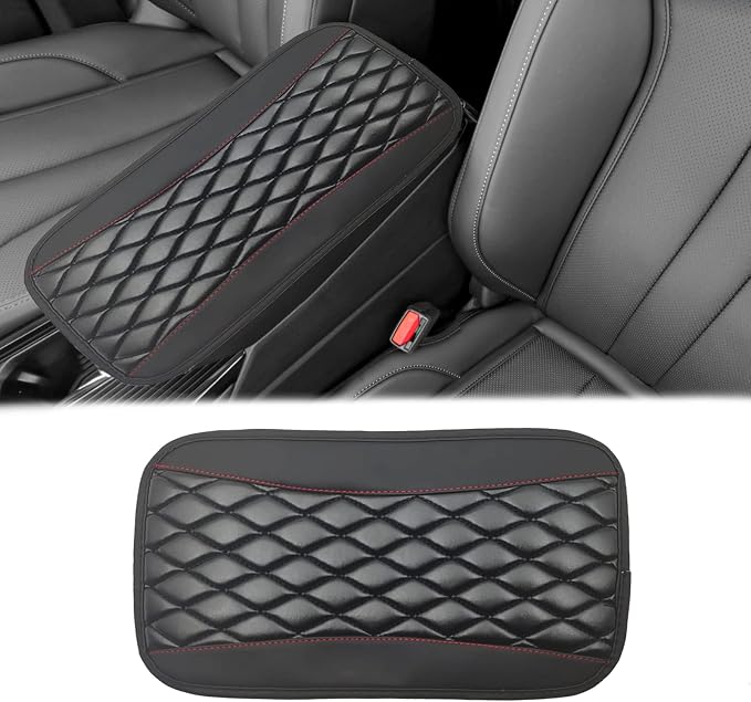 Car Center Console Cover, Universal Leather Waterproof Armrest Seat Box Cover Protector, Comfortable Car Decor Accessories Fit for Most Cars, Vehicles, SUVs-Black