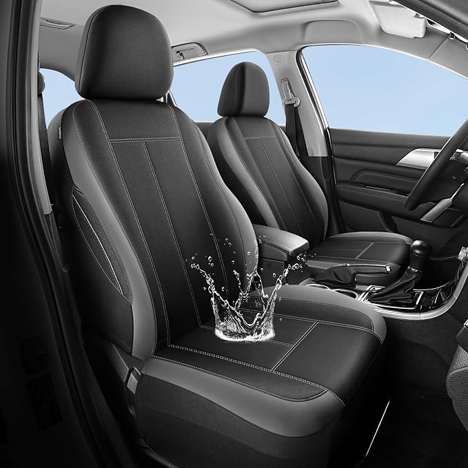 HChengkikz Full Set Neoprene Waterproof Car Seat Covers, Seat Protectors | Water Resistant Seat Protectors, Airbag Compatible, Universal Fit for Sedans, SUVs, Trucks, Vans