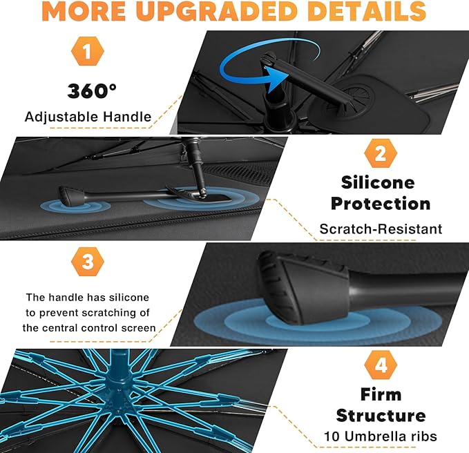 KUST Sun Shade Umbrella for 2022-2025 2026 Jeep Grand Cherokee | Custom Fit Windshield Sunshade | Foldable Sunshade with Bendable Handle | Blocks Heat & UV Scratch Resistant Keep Car Cool Sunshield
