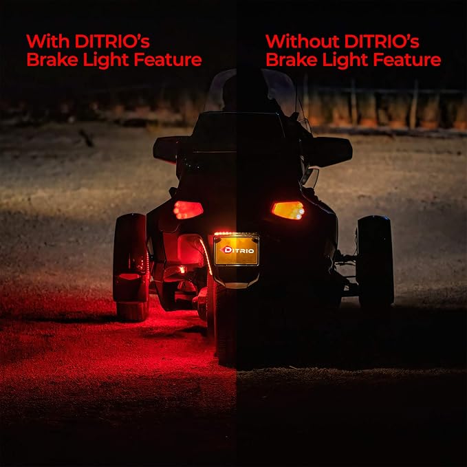 DITRIO 12pcs Underglow RGB LED Strip Light Kit DC 12V with 2 Red Blinking Brake Light Styles for Motorcycles Trikes Golf Carts ATVs UTVs – M12r