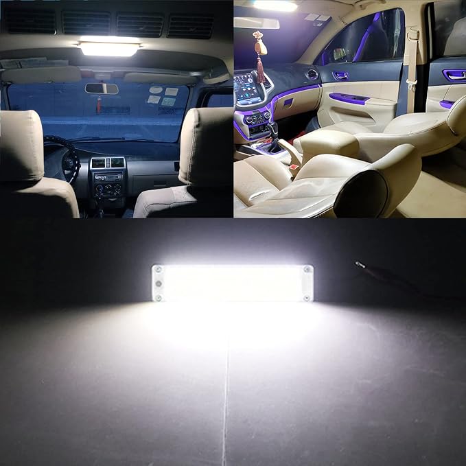 Interior Light Bar with Plastic Cover COB 108 SMD DC12-36V LED Strip Lights with ON/Off Switch for Camper Truck Van RV Trailer Boat Cabinet Lights with Double-Sided Tape/Screw 4-Pack White