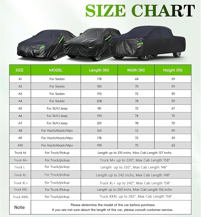 KouKou Car Cover Waterproof All Weather, 7 Layers Outdoor Car Covers for Automobiles, Universal Fit for BMW 5 Series 535i 530i 528i, Lincoln MKZ, Dodge Charger, ect. (Length 193-208 inch)