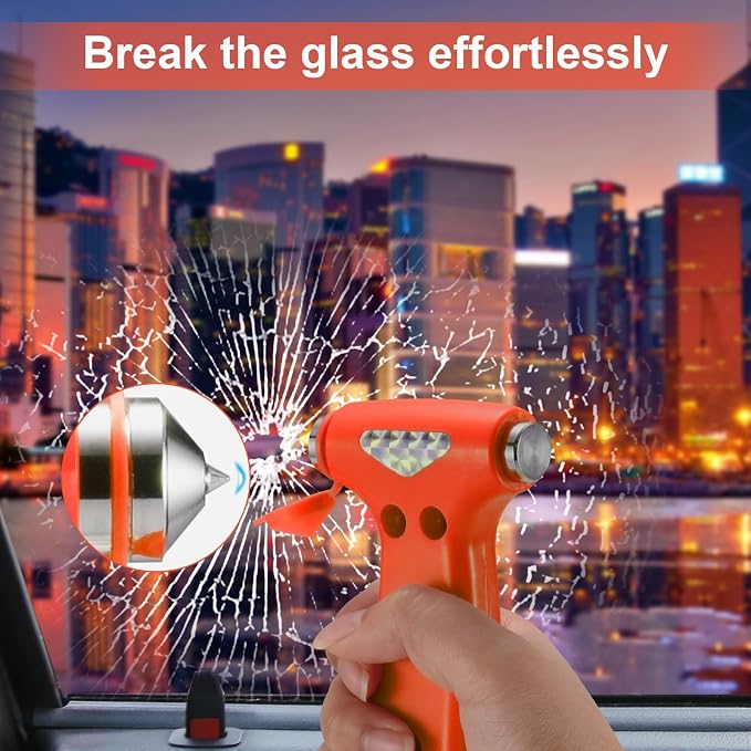 THINKWORK Car Safety Hammer, 3-in-1 Emergency Escape Tool with One Second Window Breaker and Seat Belt Cutter, Safety Emergency Car Escape Tool for Car, Office, Home, Orange