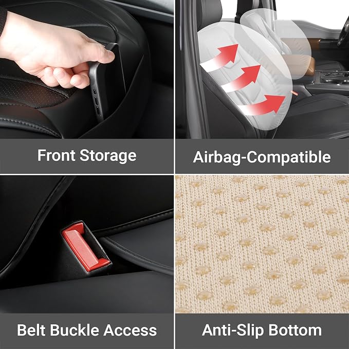 Coverland Custom Truck Car Seat Covers Full Set for [2007-2013 Tundra Double Cab] - Protector Car Seat Cover Water Resistant Leather Memory Form Back Support Seat Cushion [Full Set-Black]