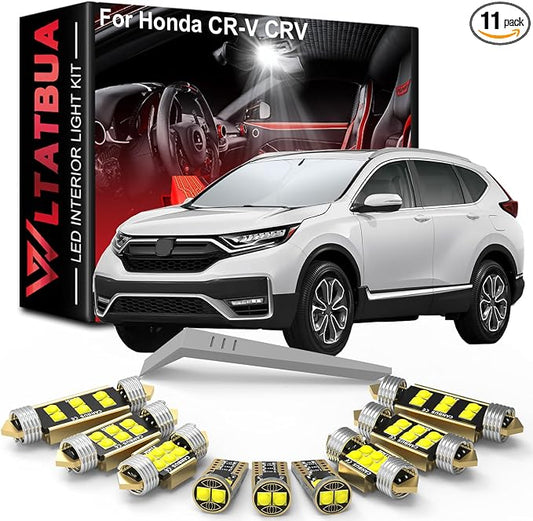 LED Interior Light Kit Package Replacement for Honda CR-V CRV 2013 2014 2015 2016 2017 2018 2019 2020 2021 2022, Super Bright 6000K White License Plate Map Bulbs + Install Tool