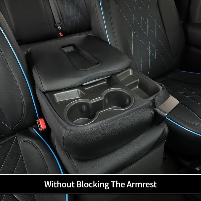 EKR Silverado Seat Covers Custom Fit for (Crew Cab) 2019-2026 Chevrolet Silverado 1500/1500 Limited/HD 2500/3500, Rear Row W/No Armrest,Faux Leather (Black with Blue Trim)