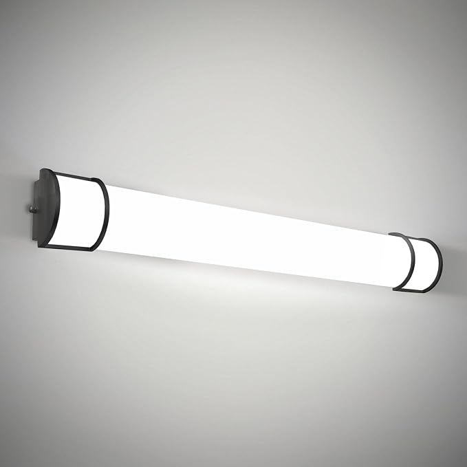 ASD LED 48" Vanity Flush Mount Light Fixture, Linear Bathroom Lighting Bar | 3CCT, Dimmable, Energy Star, ETL Listed | 35W 3200LM 3000-5000K 120V | Long Tube Bath Wall Sconce Over Mirror | Black