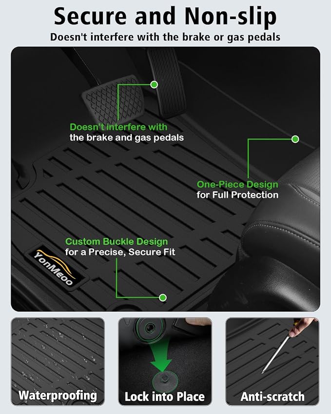 Floor Mats & Cargo Mat & Backrest Mat Custom for Ford Escape 2020-2025 2026 (NOT for Hybrid), Door Sill Guards, All Weather TPE Full Set Floor Liners Trunk Mat for Escape Gas Accessories, Black