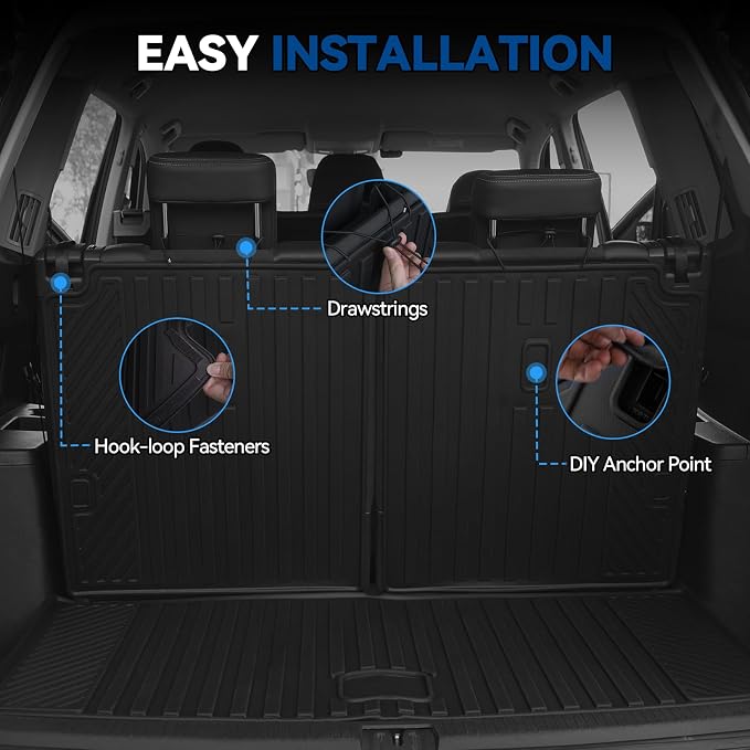 Custom Fit Floor Mats for 2013-2024 Toyota 4Runner 5 Seats | All Weather TPE Floor Liners with Trunk Mat & Backrest Protectors & Door Sill Guard | Odorless Full Set Interior Accessories