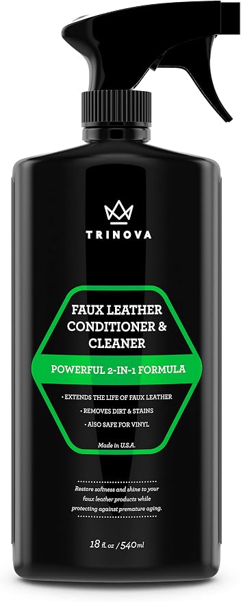 TriNova Faux Leather Cleaner & Conditioner - Keep Seats, Jackets, Handbags, Couches, Shoes, Boots & More Looking New- 18fl oz