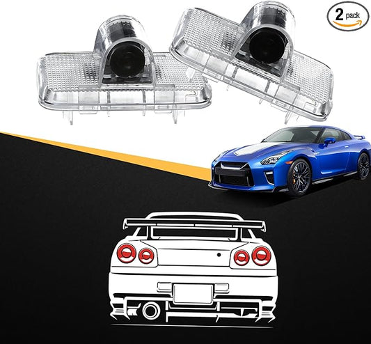 2PCS Car Door Logo Lights for GTR R35 R34 2007-2019, Courtesy & Puddle LED Welcome Lights Accessories
