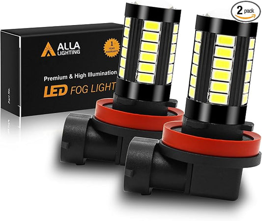 Alla Lighting Super Bright H16 LED Fog Light Bulbs, 6000K Xenon White 2800Lms Auto H8 H11 Auto 12V Fog Lamps Replacement 5730 33-SMD LEDs