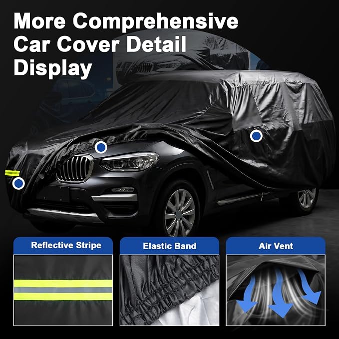 Favoto Car Cover Waterproof Outdoor Sedan Cover All Weather Protection | Breathable Car Tarp for Automobiles Rain Sun Windproof Universal Fit Sedan (178-185 in) for Eclipse, Lancer etc.
