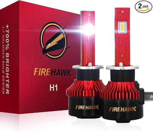 Firehawk 2026 New H1 LED Bulbs 50000LM 700% Brighter 6000K Cool White Japanese Chips IP68 Waterproof Fog Light, Pack of 2