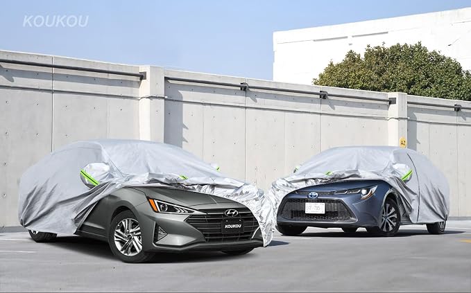 KouKou Oxford Car Cover Waterproof All Weather for Automobiles, Fit Sedan Toyota Corolla, Hyundai Elantra, Mazda 3, Nissan Sentra, BMW 3 Series, Lexus IS250,etc (185 X 70 X 59 inch)