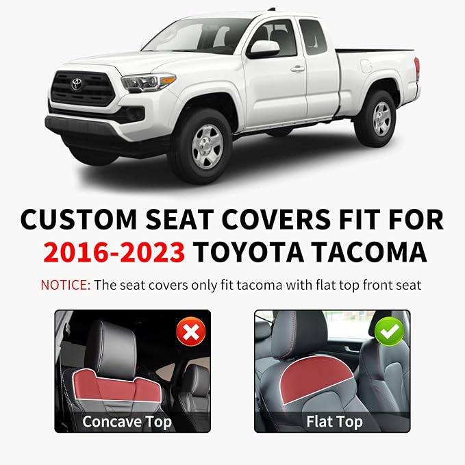 Truckiipa Custom Fit for Toyota Tacoma Seat Covers Front Leather Waterproof Car Seat Covers Fit for 2016-2023 Toyota Tacoma Double Crew Cab, Front Pair, Gray