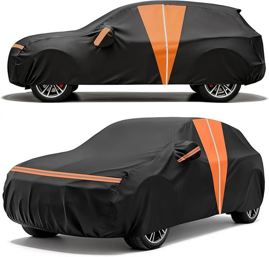 10-Layer SUV Car Cover Waterproof All Weather, Soft Cotton Lining Car Covers for Automobiles & Car Snow Cover with Door Zipper, Universal Fit for SUV 192"-208" L, Size S4 (See Size Chart)