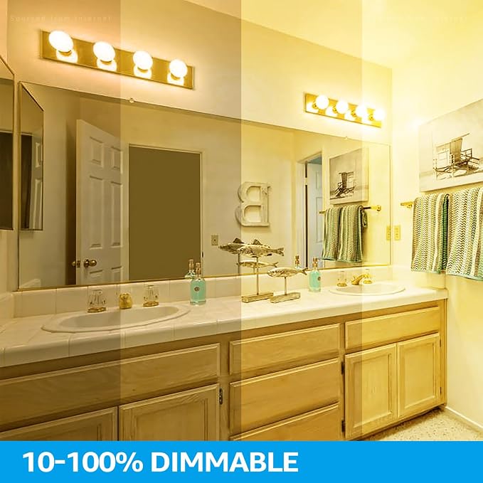 TORCHSTAR 6-Pack G25 LED Light Bulbs, 5W 450LM, Dimmable, 2700K | UL Listed, 40W Equivalent Soft White Vanity Globe Round Bulbs, E26 Base Decorative Bulb, for Bathroom Vanity or Mirror