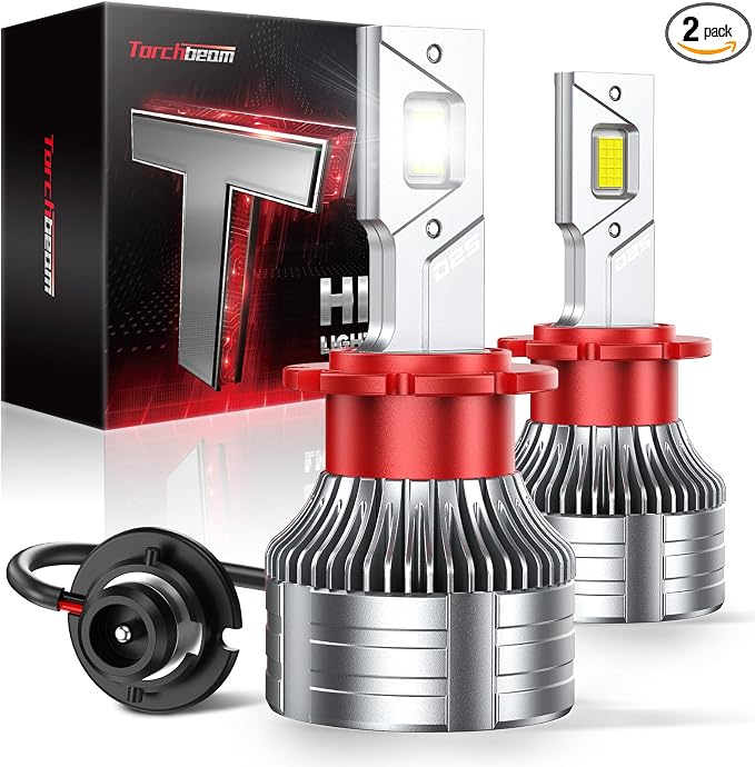 Torchbeam D2s HID Bulbs, 60000LM Brightness 6000K Cool White, Easy Plug and Play Installation, IP68 Waterproof Lights for SUV, Off Road Vehicles, Pack of 2