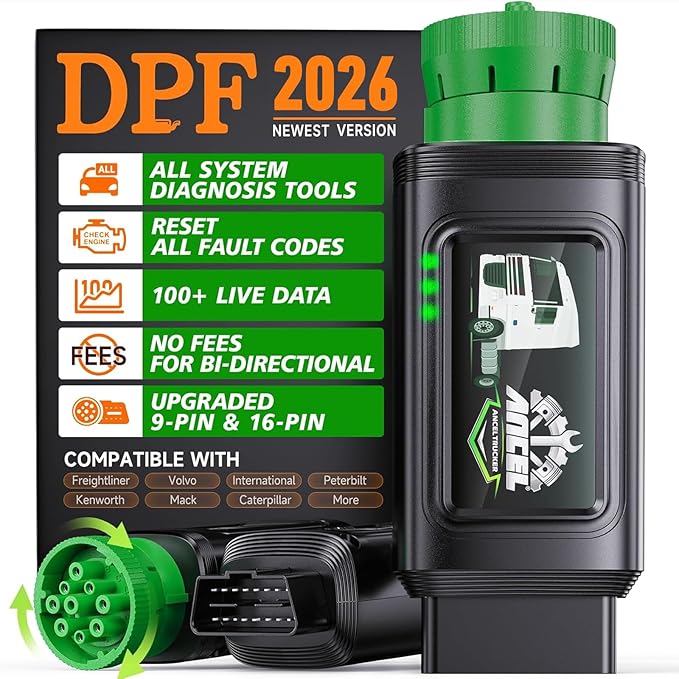 ANCEL HD100 Heavy Duty Truck Scanner with DPF Regen for Cummins & CAT Engines, Bluetooth Diesel Diagnostic Tool with All-System Scan, HDOBD & OBD2 Code Reader for Semi Trucks, Lifetime Free Updates