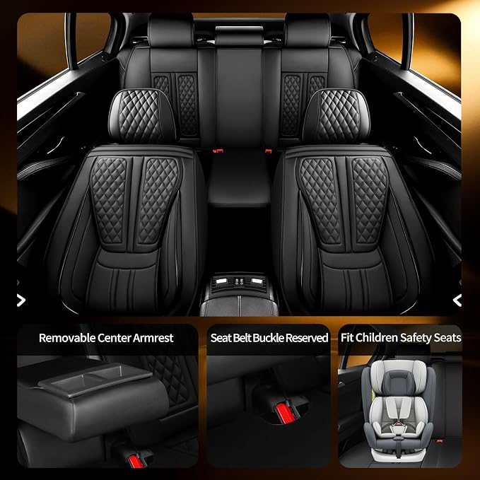 Fit Versa Car Seat Covers Compatible with Nissan Versa 2009-2025 2026.Full Coverage Waterproof Leather,Compatible with Airbag,All - Weather Seat Cushion Protector(Full Set, Black)