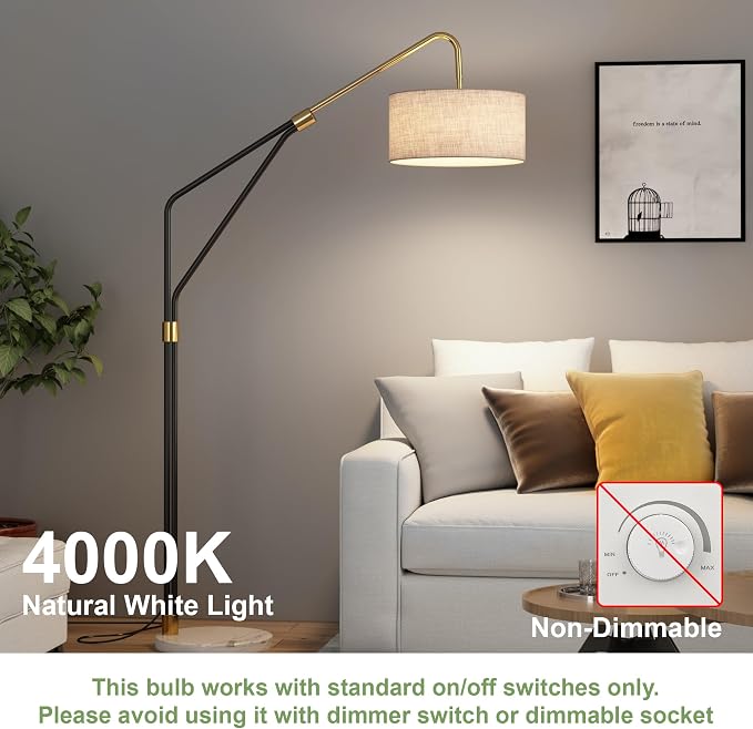 4 Pack A19 LED Light Bulbs, 60W Equivalent, 4000K Natural White LED Bulb with E26 Standard Base, Efficient 9W, Non-Dimmable, 800 Lumens, 120V, CRI 85, Eye-Friendly for Bedroom Living Room