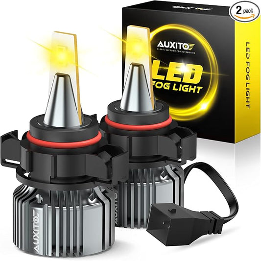 AUXITO 5202 LED Fog Light Bulbs Yellow Amber 3000K, Pack of 2 | 400% Brighter 6000 Lumens 30W High Power, 5201 PS24W PS19W 9009 12086 Fog Lamps LED DRL Bulbs Replacement for Cars Trucks