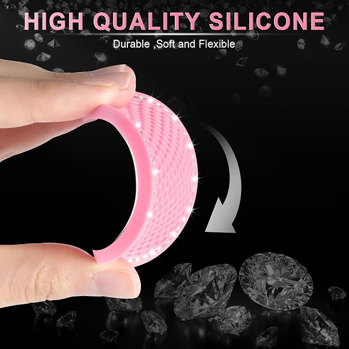 JUSTTOP Car Cup Holder Coaster, 2 Pack Universal Auto Anti Slip Cup Holder Insert Coaster, Bling Crystal Rhinestone Car Interior Accessories-Pink