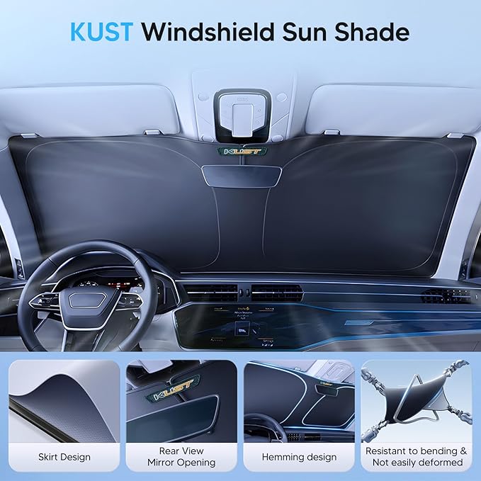 KUST Windshield Sun Shade for Chevrolet Chevy Malibu Accessories 2016-2024 2025 Sunshade Sun Visor Protector Foldable Blocks UV Rays Keep Your Car Cooler