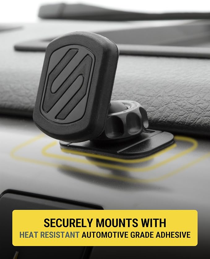 Scosche MXDM Magnetic Phone Holders for Your Car, Dashboard Cell Phone Holder with Extra Strong Magnet and Thick Metal Plate, Car Mount Cellphone Stand Compatible with iPhone, Samsung and More, 2 Pack