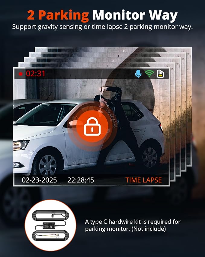Wireless Dash Cam Front and Rear 2K, WiFi APP Dash Camera for Cars with 1.5'' Screen, Mini Dashcam Front and Back Support G-Sensor/Time Lapse 2 Kinds Parking Monitor