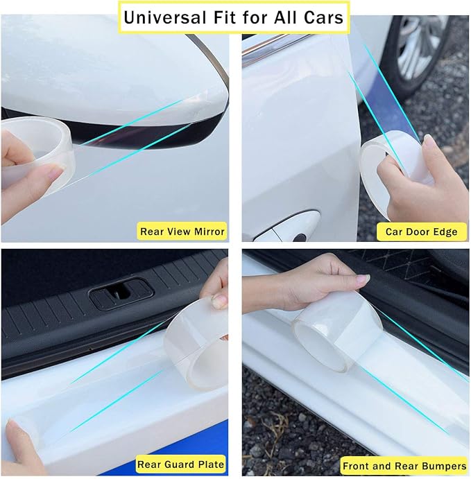 QBUC Car Door Entry Guards Scratch Cover Protector Paint Threshold Guard,Front Rear Door Entry Sill Guard Scuff Plate for Most Cars,2.7in9.8ft(7cm*3m) Transparent