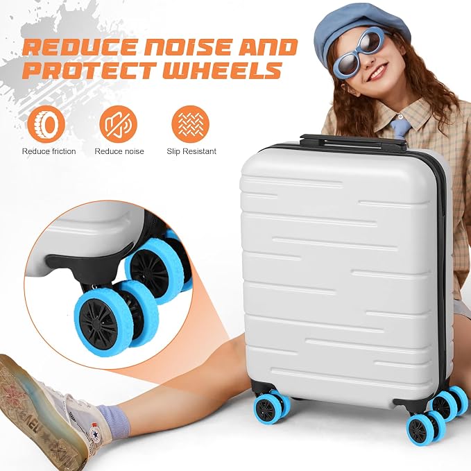 Luggage Wheel Covers, 8 PCS Silicone Protector Covers for 2-2.6 inches 8-Spinner Wheels, Wear-Resistant, Anti-Noise, Gray